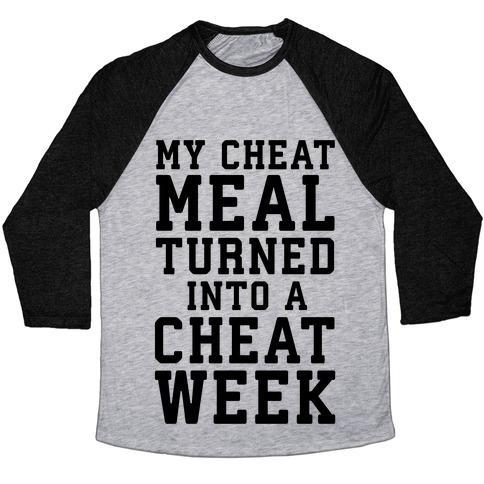 Virgin Teez  Baseball Tee Unisex Tri-Blend Baseball Tee / small / Athletic Gray / Black MY CHEAT MEAL TURNED INTO A CHEAT WEEK UNISEX TRI-BLEND BASEBALL TEE