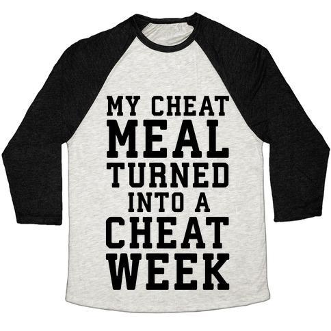 Virgin Teez  Baseball Tee Unisex Tri-Blend Baseball Tee / small / Oatmeal / Black MY CHEAT MEAL TURNED INTO A CHEAT WEEK UNISEX TRI-BLEND BASEBALL TEE