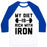 Virgin Teez  Baseball Tee Unisex Classic Baseball Tee / x-small / White/Blue MY DIET IS RICH WITH IRON UNISEX CLASSIC BASEBALL TEE