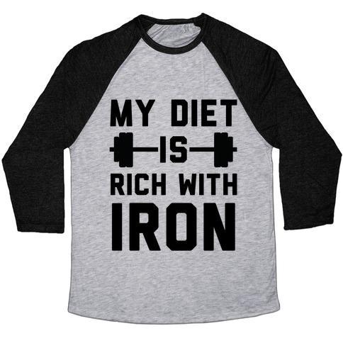 Virgin Teez  Baseball Tee Unisex Tri-Blend Baseball Tee / small / Athletic Gray / Black MY DIET IS RICH WITH IRON UNISEX TRI-BLEND BASEBALL TEE