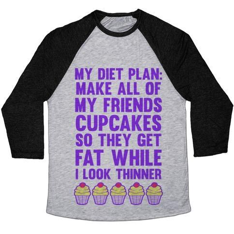 Virgin Teez  Baseball Tee Unisex Tri-Blend Baseball Tee / small / Athletic Gray / Black MY DIET PLAN (CUPCAKES) UNISEX TRI-BLEND BASEBALL TEE