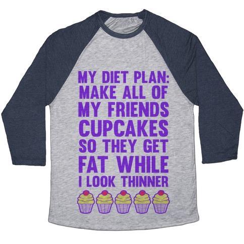 Virgin Teez  Baseball Tee Unisex Tri-Blend Baseball Tee / small / Athletic Gray / Navy MY DIET PLAN (CUPCAKES) UNISEX TRI-BLEND BASEBALL TEE