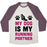 Virgin Teez  Baseball Tee Unisex Tri-Blend Baseball Tee / small / Oatmeal / Maroon MY DOG IS MY RUNNING PARTNER UNISEX TRI-BLEND BASEBALL TEE