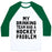Virgin Teez  Baseball Tee Unisex Classic Baseball Tee / x-small / White/Dark Green MY DRINKING TEAM HAS A HOCKEY PROBLEM UNISEX CLASSIC BASEBALL TEE