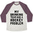 Virgin Teez  Baseball Tee Unisex Tri-Blend Baseball Tee / small / Oatmeal / Maroon MY DRINKING TEAM HAS A HOCKEY PROBLEM UNISEX TRI-BLEND BASEBALL TEE
