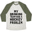 Virgin Teez  Baseball Tee Unisex Tri-Blend Baseball Tee / small / Oatmeal / Moss MY DRINKING TEAM HAS A HOCKEY PROBLEM UNISEX TRI-BLEND BASEBALL TEE