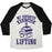 Virgin Teez  Baseball Tee Unisex Tri-Blend Baseball Tee / small / Oatmeal / Black MY FAVORITE EXERCISE IS LIFTING BOOKS UNISEX TRI-BLEND BASEBALL TEE
