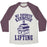 Virgin Teez  Baseball Tee Unisex Tri-Blend Baseball Tee / small / Oatmeal / Maroon MY FAVORITE EXERCISE IS LIFTING BOOKS UNISEX TRI-BLEND BASEBALL TEE