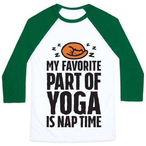 Virgin Teez  Baseball Tee Unisex Classic Baseball Tee / x-small / White/Dark Green MY FAVORITE PART OF YOGA IS NAP TIME UNISEX CLASSIC BASEBALL TEE