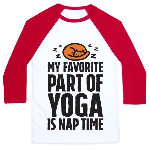 Virgin Teez  Baseball Tee Unisex Classic Baseball Tee / x-small / White/Red MY FAVORITE PART OF YOGA IS NAP TIME UNISEX CLASSIC BASEBALL TEE