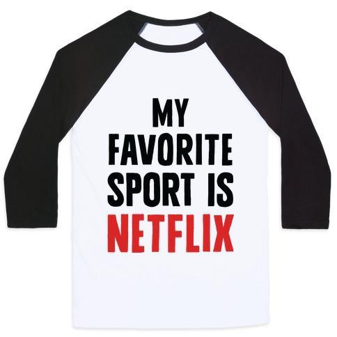 Virgin Teez  Baseball Tee Unisex Classic Baseball Tee / x-small / White/Black MY FAVORITE SPORT IS NETFLIX UNISEX CLASSIC BASEBALL TEE