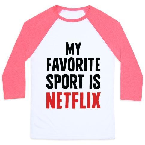 Virgin Teez  Baseball Tee Unisex Classic Baseball Tee / x-small / White/Neon Pink MY FAVORITE SPORT IS NETFLIX UNISEX CLASSIC BASEBALL TEE