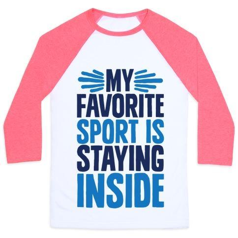 Virgin Teez  Baseball Tee Unisex Classic Baseball Tee / x-small / White/Neon Pink MY FAVORITE SPORT IS STAYING INSIDE UNISEX CLASSIC BASEBALL TEE