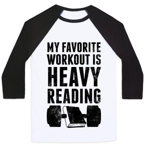 Virgin Teez  Baseball Tee Unisex Classic Baseball Tee / x-small / White/Black MY FAVORITE WORKOUT IS HEAVY READING UNISEX CLASSIC BASEBALL TEE