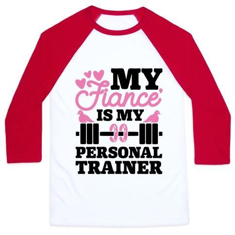 Virgin Teez  Baseball Tee Unisex Classic Baseball Tee / x-small / White/Red MY FIANCE' IS MY PERSONAL TRAINER UNISEX CLASSIC BASEBALL TEE