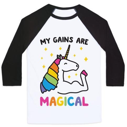 Virgin Teez  Baseball Tee Unisex Classic Baseball Tee / x-small / White/Black MY GAINS ARE MAGICAL UNISEX CLASSIC BASEBALL TEE
