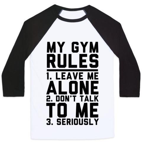 Virgin Teez  Baseball Tee Unisex Classic Baseball Tee / x-small / White/Black MY GYM RULES UNISEX CLASSIC BASEBALL TEE
