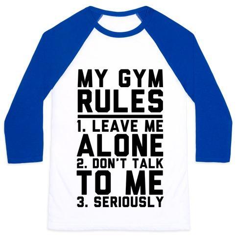 Virgin Teez  Baseball Tee Unisex Classic Baseball Tee / x-small / White/Blue MY GYM RULES UNISEX CLASSIC BASEBALL TEE