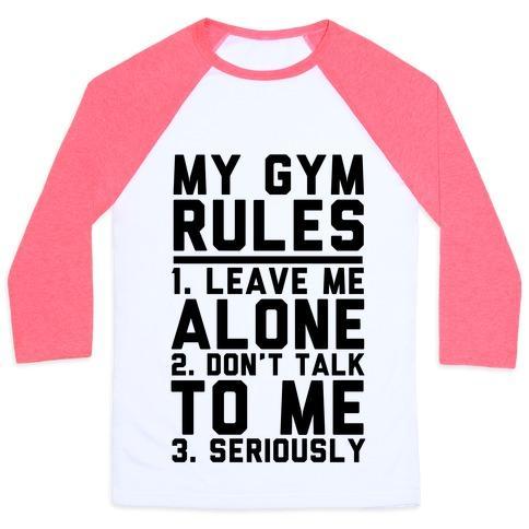 Virgin Teez  Baseball Tee Unisex Classic Baseball Tee / x-small / White/Neon Pink MY GYM RULES UNISEX CLASSIC BASEBALL TEE