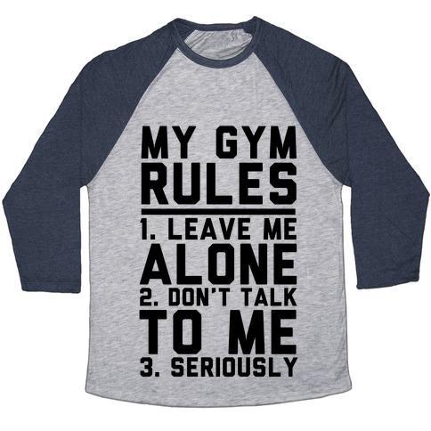 Virgin Teez  Baseball Tee Unisex Tri-Blend Baseball Tee / small / Athletic Gray / Navy MY GYM RULES UNISEX TRI-BLEND BASEBALL TEE