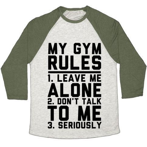 Virgin Teez  Baseball Tee Unisex Tri-Blend Baseball Tee / small / Oatmeal / Moss MY GYM RULES UNISEX TRI-BLEND BASEBALL TEE