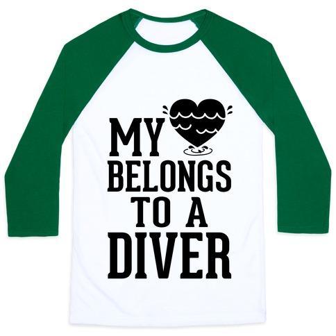 MY HEART BELONGS TO A DIVER UNISEX CLASSIC BASEBALL TEE