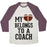 Virgin Teez  Baseball Tee Unisex Tri-Blend Baseball Tee / small / Oatmeal / Maroon MY HEART BELONGS TO A FOOTBALL COACH (BASEBALL TEE) UNISEX TRI-BLEND BASEBALL TEE