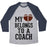 Virgin Teez  Baseball Tee Unisex Tri-Blend Baseball Tee / small / Athletic Gray / Navy MY HEART BELONGS TO A FOOTBALL COACH (BASEBALL TEE) UNISEX TRI-BLEND BASEBALL TEE