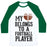 Virgin Teez  Baseball Tee Unisex Classic Baseball Tee / x-small / White/Dark Green MY HEART BELONGS TO A FOOTBALL PLAYER (BASEBALL TEE) UNISEX CLASSIC BASEBALL TEE