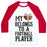 Virgin Teez  Baseball Tee Unisex Classic Baseball Tee / x-small / White/Red MY HEART BELONGS TO A FOOTBALL PLAYER (BASEBALL TEE) UNISEX CLASSIC BASEBALL TEE