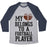 Virgin Teez  Baseball Tee Unisex Tri-Blend Baseball Tee / small / Athletic Gray / Navy MY HEART BELONGS TO A FOOTBALL PLAYER (BASEBALL TEE) UNISEX TRI-BLEND BASEBALL TEE