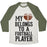 Virgin Teez  Baseball Tee Unisex Tri-Blend Baseball Tee / small / Oatmeal / Moss MY HEART BELONGS TO A FOOTBALL PLAYER (BASEBALL TEE) UNISEX TRI-BLEND BASEBALL TEE