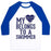 Virgin Teez  Baseball Tee Unisex Classic Baseball Tee / x-small / White/Blue MY HEART BELONGS TO A SWIMMER UNISEX CLASSIC BASEBALL TEE