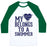 Virgin Teez  Baseball Tee Unisex Classic Baseball Tee / x-small / White/Dark Green MY HEART BELONGS TO A SWIMMER UNISEX CLASSIC BASEBALL TEE