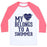 Virgin Teez  Baseball Tee Unisex Classic Baseball Tee / x-small / White/Neon Pink MY HEART BELONGS TO A SWIMMER UNISEX CLASSIC BASEBALL TEE