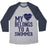 Virgin Teez  Baseball Tee Unisex Tri-Blend Baseball Tee / small / Athletic Gray / Navy MY HEART BELONGS TO A SWIMMER UNISEX TRI-BLEND BASEBALL TEE