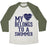 Virgin Teez  Baseball Tee Unisex Tri-Blend Baseball Tee / small / Oatmeal / Moss MY HEART BELONGS TO A SWIMMER UNISEX TRI-BLEND BASEBALL TEE