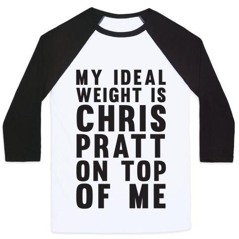 Virgin Teez  Baseball Tee Unisex Classic Baseball Tee / x-small / White/Black MY IDEAL WEIGHT IS CHRIS PRATT ON TOP OF ME UNISEX CLASSIC BASEBALL TEE