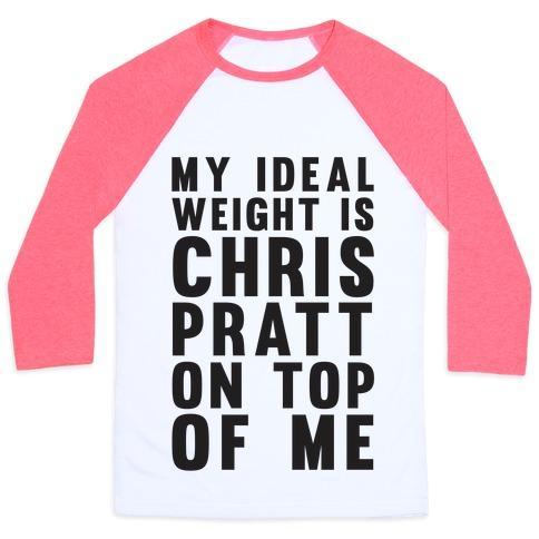 Virgin Teez  Baseball Tee Unisex Classic Baseball Tee / x-small / White/Neon Pink MY IDEAL WEIGHT IS CHRIS PRATT ON TOP OF ME UNISEX CLASSIC BASEBALL TEE