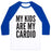 Virgin Teez  Baseball Tee Unisex Classic Baseball Tee / x-small / White/Blue MY KIDS ARE MY CARDIO UNISEX CLASSIC BASEBALL TEE