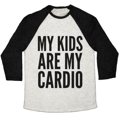 Virgin Teez  Baseball Tee Unisex Tri-Blend Baseball Tee / small / Oatmeal / Black MY KIDS ARE MY CARDIO UNISEX TRI-BLEND BASEBALL TEE
