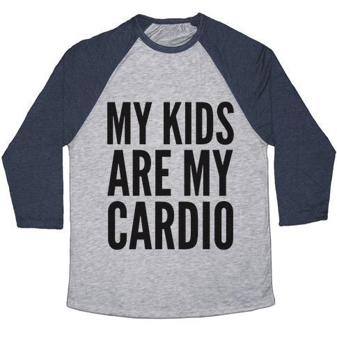 Virgin Teez  Baseball Tee Unisex Tri-Blend Baseball Tee / small / Athletic Gray / Navy MY KIDS ARE MY CARDIO UNISEX TRI-BLEND BASEBALL TEE