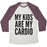 Virgin Teez  Baseball Tee Unisex Tri-Blend Baseball Tee / small / Oatmeal / Maroon MY KIDS ARE MY CARDIO UNISEX TRI-BLEND BASEBALL TEE
