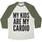 Virgin Teez  Baseball Tee Unisex Tri-Blend Baseball Tee / small / Oatmeal / Moss MY KIDS ARE MY CARDIO UNISEX TRI-BLEND BASEBALL TEE