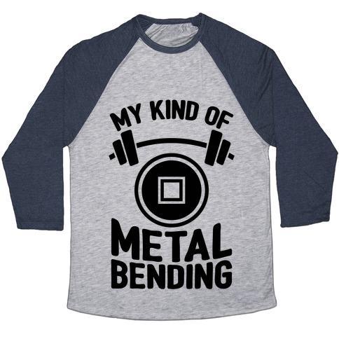 Virgin Teez  Baseball Tee Unisex Tri-Blend Baseball Tee / small / Athletic Gray / Navy MY KIND OF METALBENDING UNISEX TRI-BLEND BASEBALL TEE