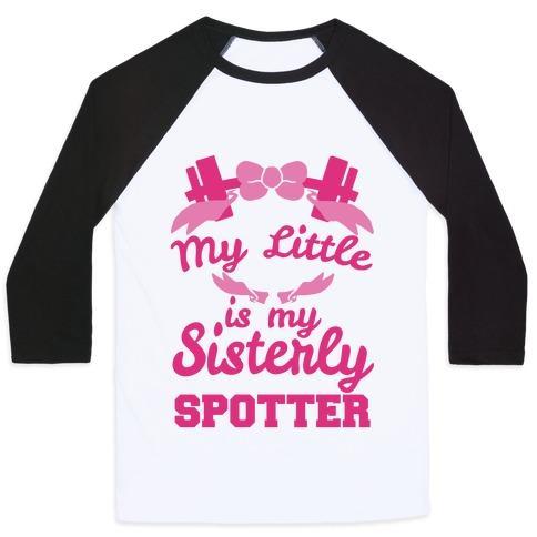 Virgin Teez  Baseball Tee Unisex Classic Baseball Tee / x-small / White/Black MY LITTLE IS MY SISTERLY SPOTTER UNISEX CLASSIC BASEBALL TEE