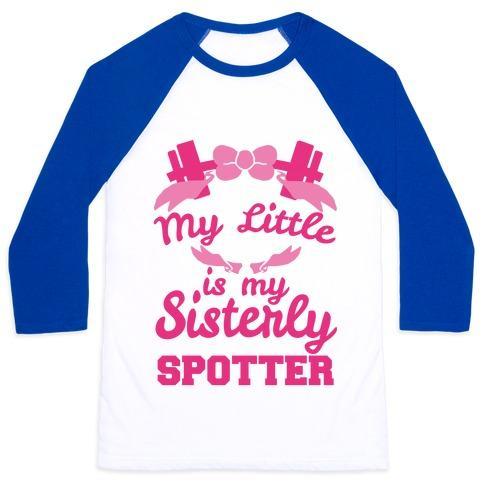 Virgin Teez  Baseball Tee Unisex Classic Baseball Tee / x-small / White/Blue MY LITTLE IS MY SISTERLY SPOTTER UNISEX CLASSIC BASEBALL TEE