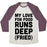Virgin Teez  Baseball Tee Unisex Tri-Blend Baseball Tee / small / Oatmeal / Maroon MY LOVE FOR FOOD RUNS DEEP FRIED UNISEX TRI-BLEND BASEBALL TEE