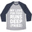 Virgin Teez  Baseball Tee Unisex Tri-Blend Baseball Tee / small / Athletic Gray / Navy MY LOVE FOR FOOD RUNS DEEP FRIED UNISEX TRI-BLEND BASEBALL TEE