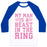 Virgin Teez  Baseball Tee Unisex Classic Baseball Tee / x-small / White/Blue MY MAN IS A BEAST IN THE RING UNISEX CLASSIC BASEBALL TEE